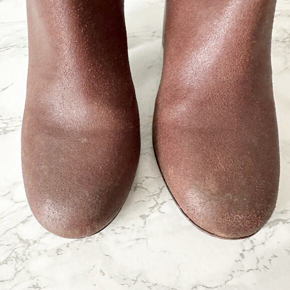 Tory Burch Margaux Brown Distressed Leather Pull on Ankle Boots Women’s Size 8 - Picture 4 of 15